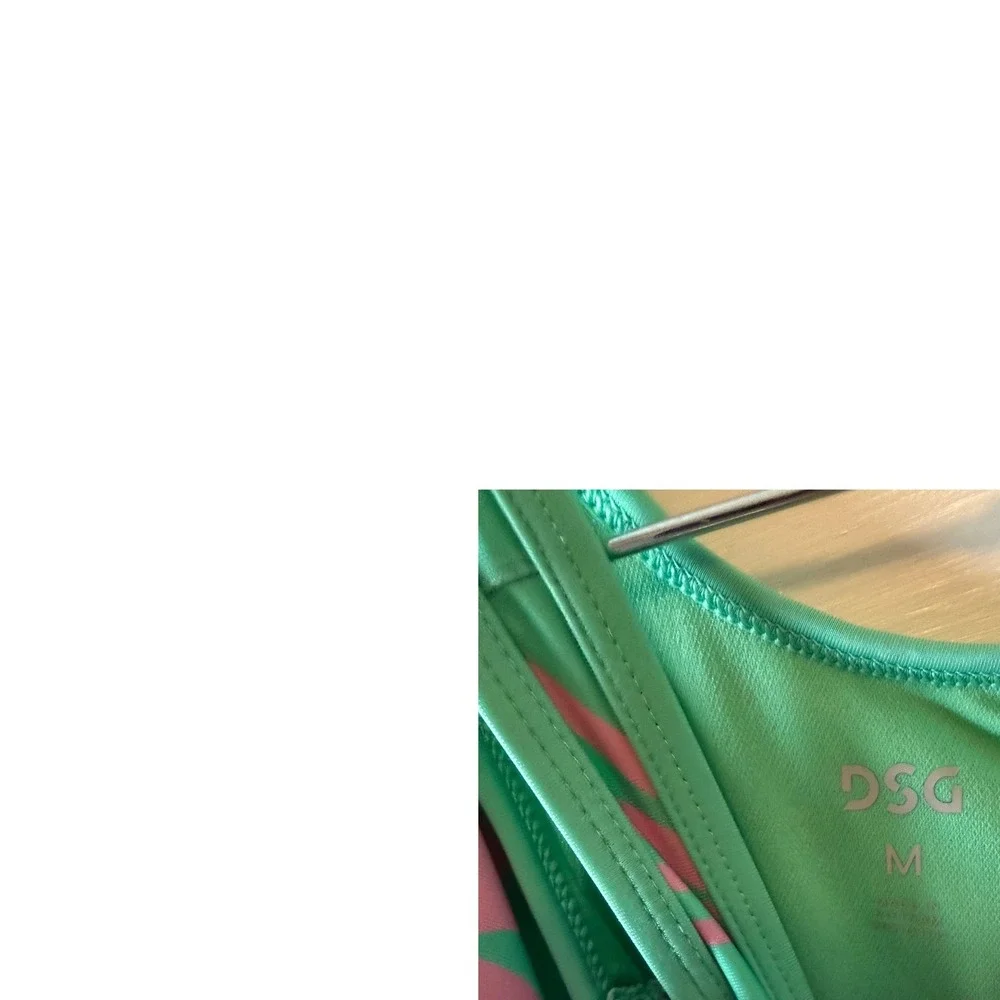 DSG Kids Girls One Piece Swimsuit Tropical Palm Leaf‎ Cutout Teal Pink Size M